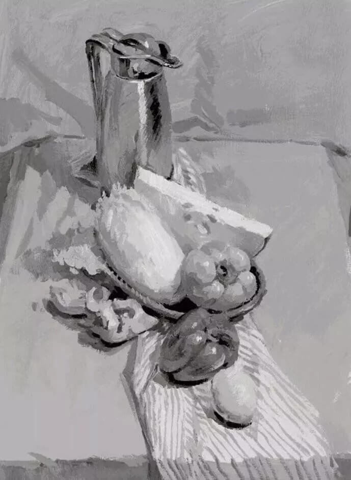 色彩静物也有黑白灰关系，重庆美术集训画室美术生你知道如何处理吗？